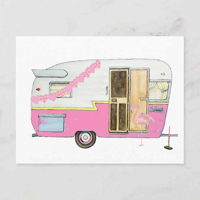 Pink She Shed Camper Trailer Postcard (Front)