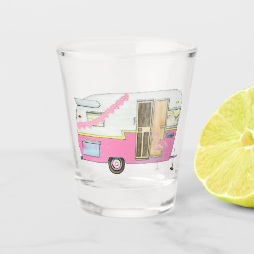 Pink She Shed Camper Trailer Shot Glass