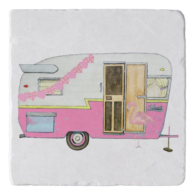 Pink She Shed Camper Trailer Trivet (Front)
