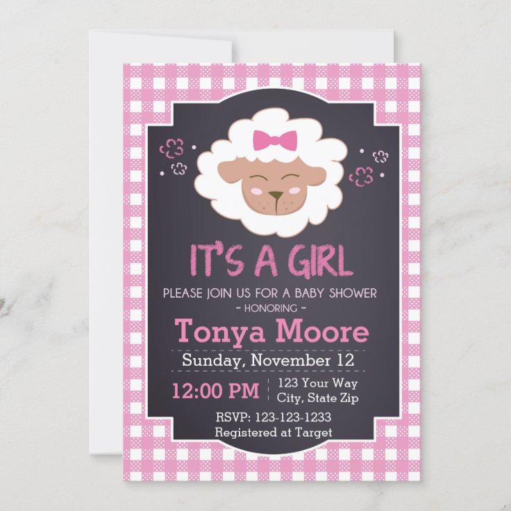 Pink Sheep Baby Shower Invitation Zazzle