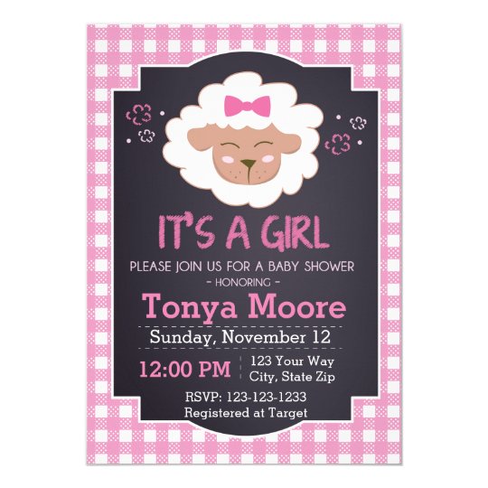 Pink Sheep Baby Shower Invitation