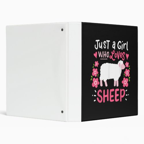 Pink Sheep  Just A Girl Who Loves Sheep Gift 3 Ring Binder