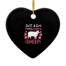 Pink Sheep | Just A Girl Who Loves Sheep Gift Ceramic Ornament