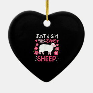 Pink Sheep Just A Girl Who Loves Sheep Gift Ceramic Ornament