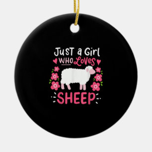 Pink Sheep Just A Girl Who Loves Sheep Gift Ceramic Ornament