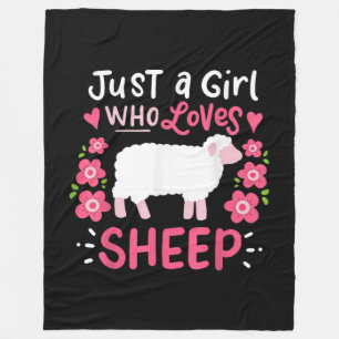 Pink Sheep Just A Girl Who Loves Sheep Gift Fleece Blanket