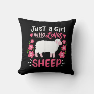 Pink Sheep   Just A Girl Who Loves Sheep Gift Throw Pillow