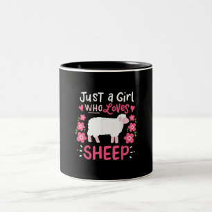 Pink Sheep   Just A Girl Who Loves Sheep Gift Two-Tone Coffee Mug