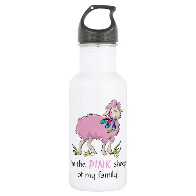 Pink Sheep of the Family Stainless Steel Water Bottle (Front)