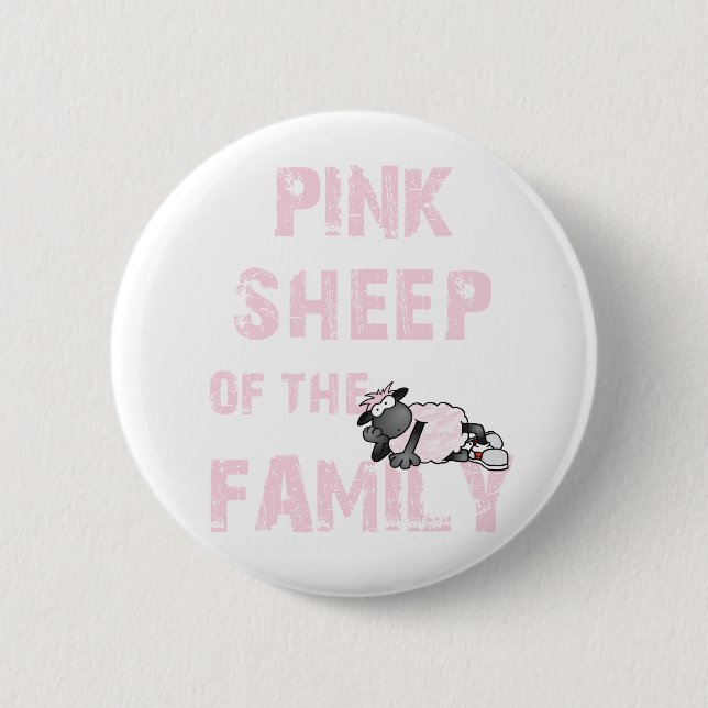 Pink Sheep Pinback Button (Front)