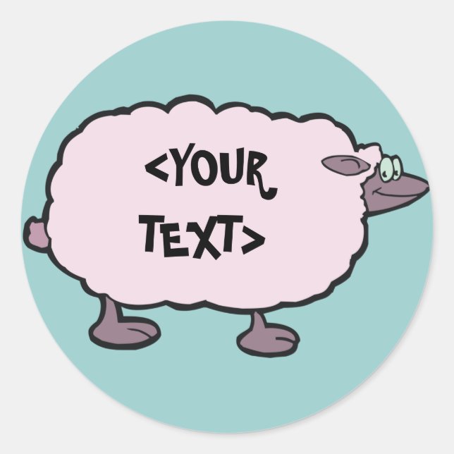 Pink Sheep, <YOUR TEXT> Classic Round Sticker (Front)