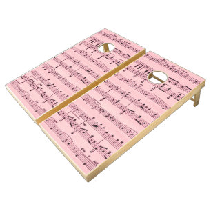 Pink Sheet Music Cornhole Set