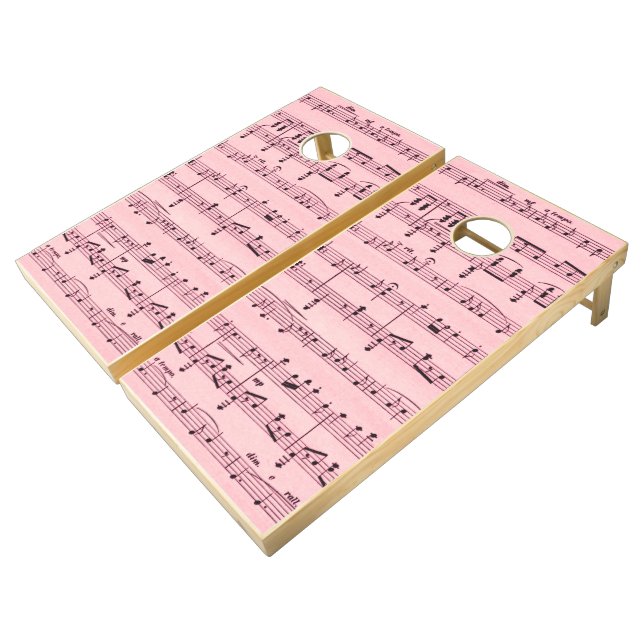 Pink Sheet Music Cornhole Set (Angled)