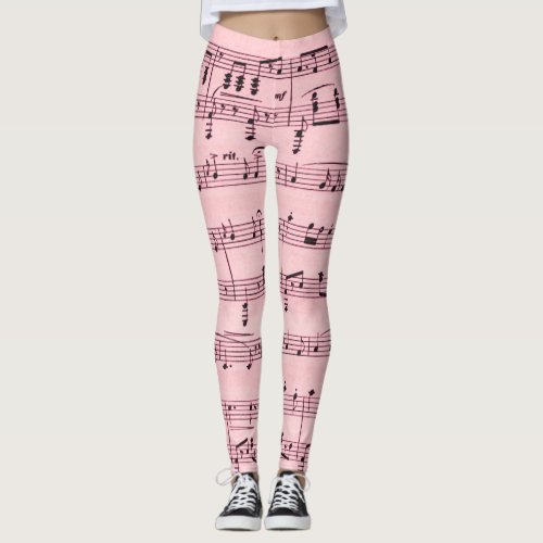 Pink Sheet Music Leggings