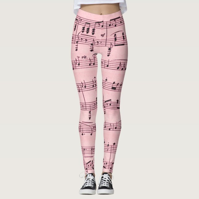 Pink Sheet Music Leggings (Front)