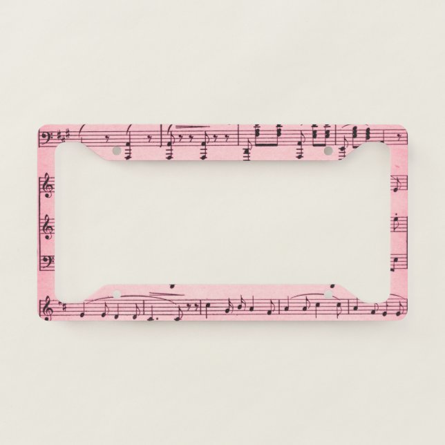 Pink Sheet Music License Plate Frame (Front)