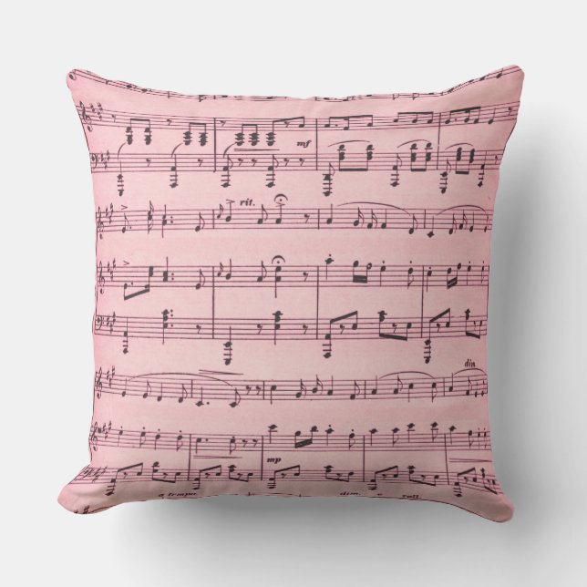 Pink Sheet Music Outdoor Pillow (Front)