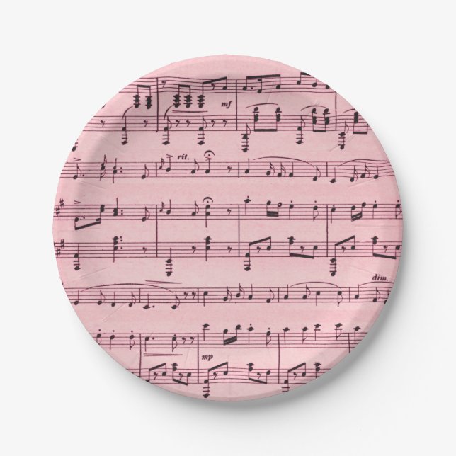 Pink Sheet Music Paper Plates (Front)