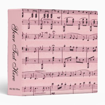 Pink Sheet Music Personalized Binder by LwoodMusic at Zazzle