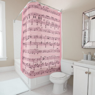 Pink Sheet Music Shower Curtain