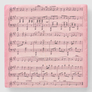 Pink Sheet Music Stone Coaster
