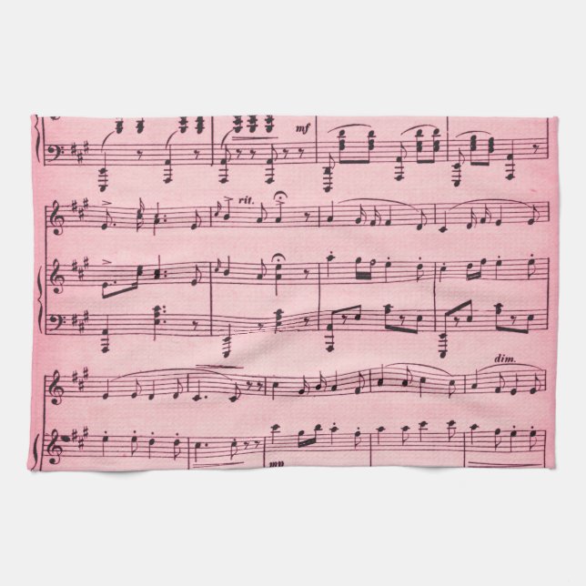 Pink Sheet Music Towel (Horizontal)