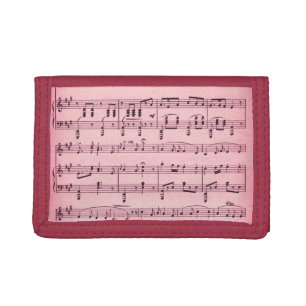 Pink  Sheet Music Trifold Wallet