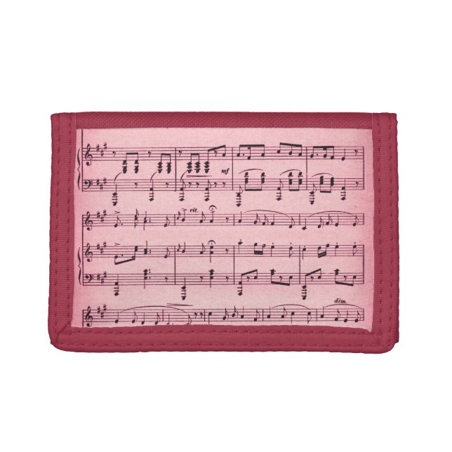 Pink  Sheet Music Trifold Wallet (Front)