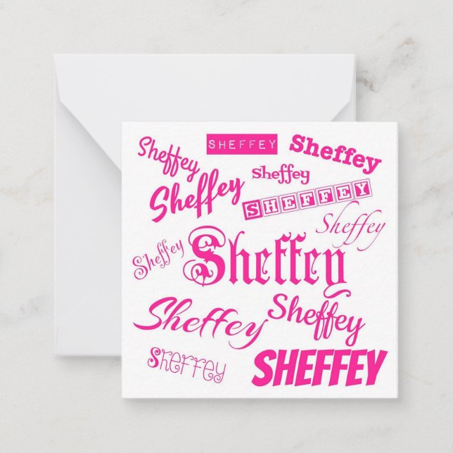 Pink Sheffey Fonts - 9572 Note Card (Front)