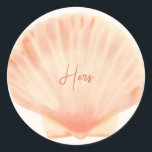 pink shell beach wedding  classic round sticker<br><div class="desc">Celebrate your beachside nuptials with our Pink Shell Beach Wedding Classic Round Sticker. Perfect for sealing envelopes, decorating favor boxes, or adding a personal touch to your wedding décor, these stickers feature a charming pink shell design that captures the essence of a romantic beach wedding. Crafted from high-quality materials, our...</div>