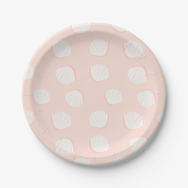 Pink Shell Pattern Paper Plates (Front)