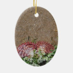 Pink Shells And White Flowers On Beach Sand Ceramic Ornament at Zazzle