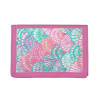 Pink shells nylon wallet