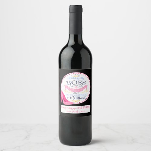 pink sheo boss birthday gift idea wine label