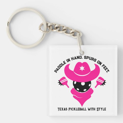 Pink Sheriffs Pickleball Showdown Keychain