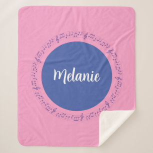 Pink Sherpa Blanket Musical Custom Name