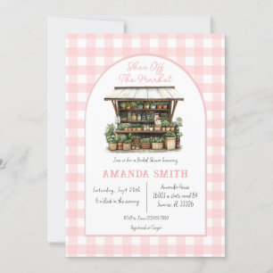 Pink She's Off The Market Gingham Bridal Shower Invitation