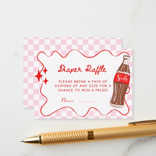 Pink She's Ready to Pop Baby Shower Diaper Raffle Enclosure Card