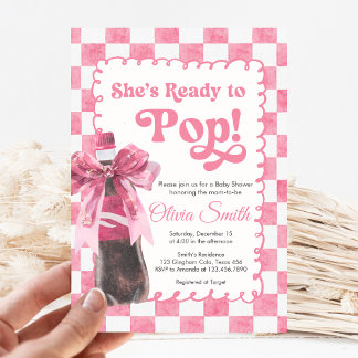 Pink She's Ready to Pop Baby Shower Invitation