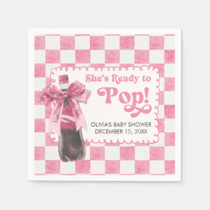 Pink She's Ready to Pop Baby Shower Napkins