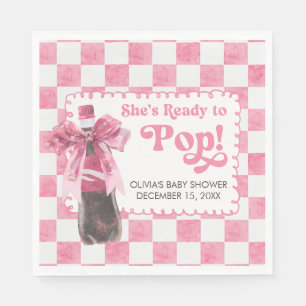 Pink She's Ready to Pop Baby Shower Napkins