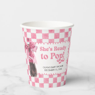 Pink She's Ready to Pop Baby Shower Paper Cups