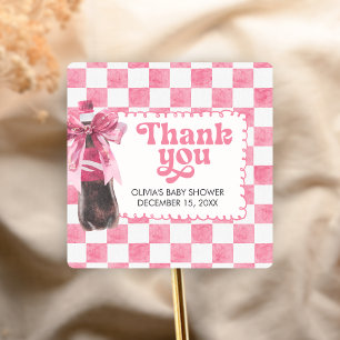 Pink She's Ready to Pop Baby Shower Square Sticker