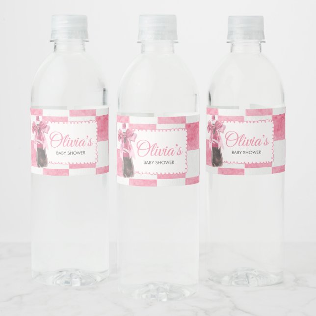 Pink She's Ready to Pop Baby Shower Water Bottle Label (Bottles)