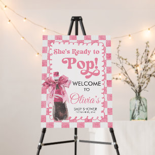 Pink She's Ready to Pop Baby Shower Welcome Sign