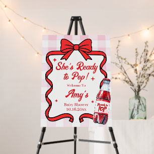Pink She's Ready to Pop Baby Shower Welcome Sign