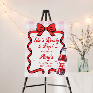 Pink She's Ready to Pop Baby Shower Welcome Sign