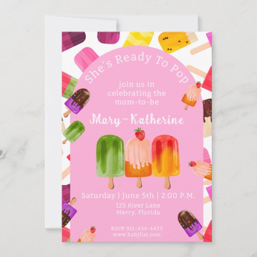 Pink Shes Ready to Pop Popsicle Invitation