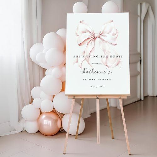 Pink Shes Tying the Knot Bow Bridal Shower Foam Board