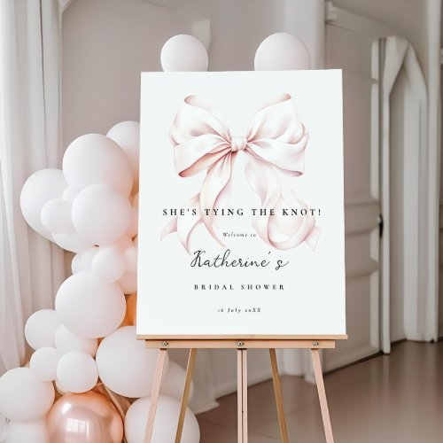 Pink Shes Tying the Knot Bow Bridal Shower Foam Board